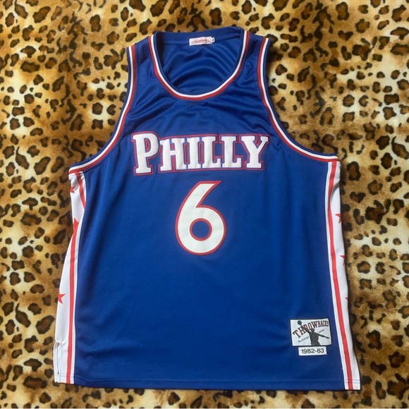 Throwbacks Blue Basketball Jersey philly #6 size xxl - Picture 1 of 9